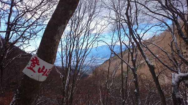 木々の隙間より景色が見えます。それを背に登ります。