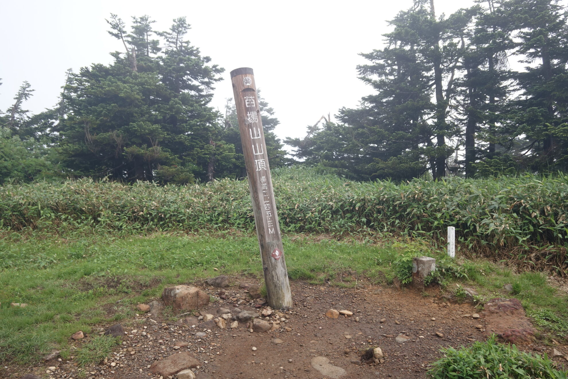 信越トレイルゴール苗場山山頂標識